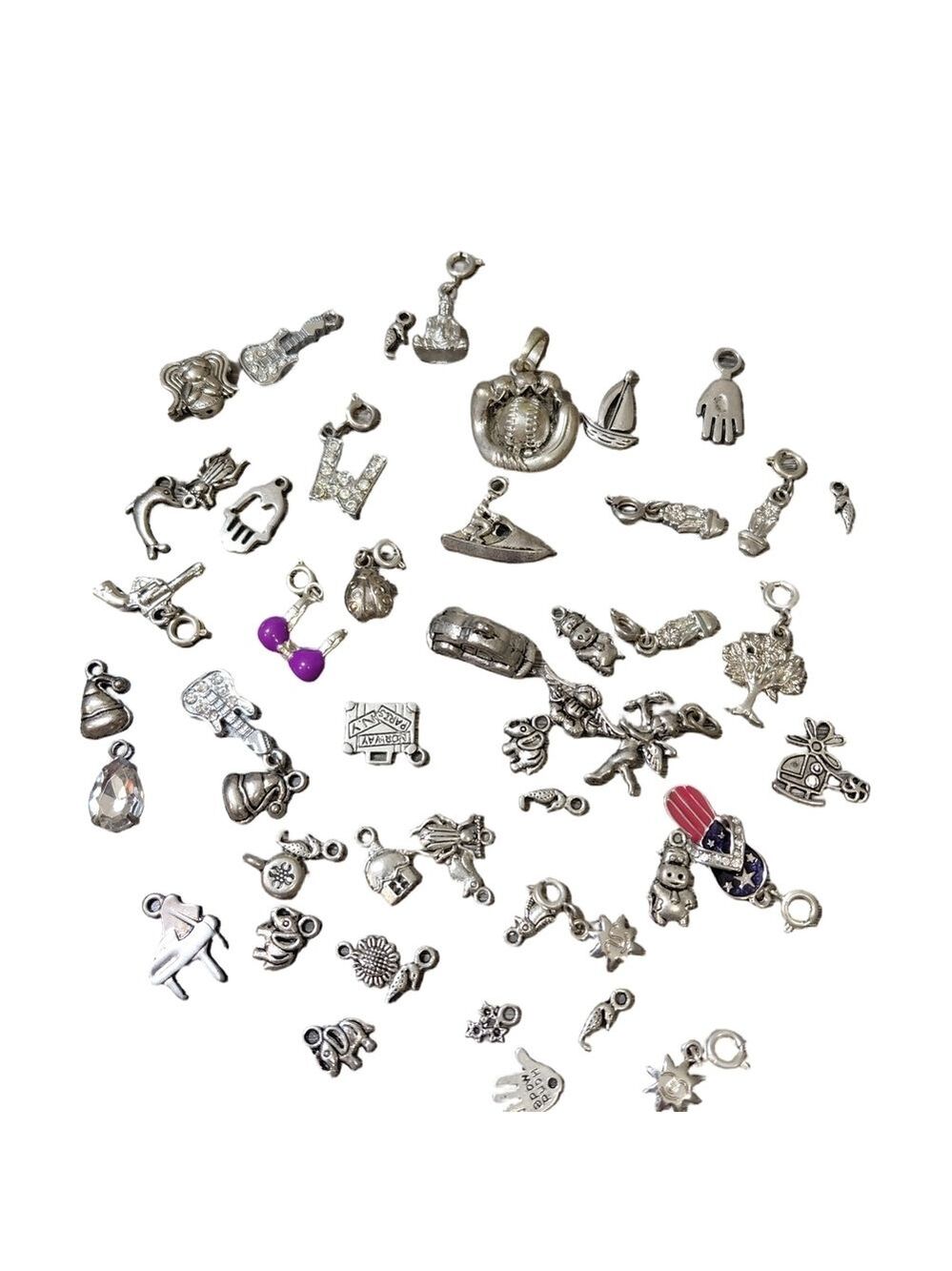 Silver Tone Charm Lot 50 Piece Bracelet Jewelry Making Charms